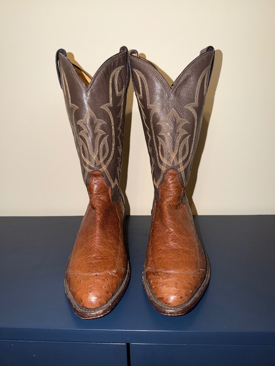 Tony Lama Other - Tony Lama Full Quill Ostrich Wingtip Cognac Cowboy Boots Men's 10 D Y2052